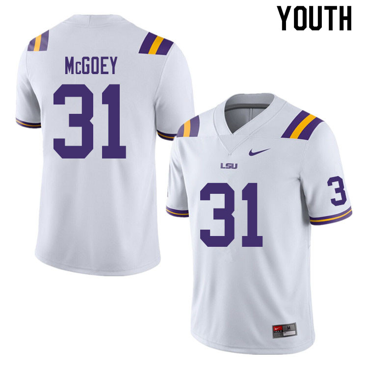 Youth #31 Thomas McGoey LSU Tigers College Football Jerseys Sale-White